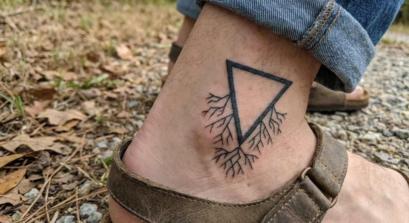 Downward triangle with earth element design