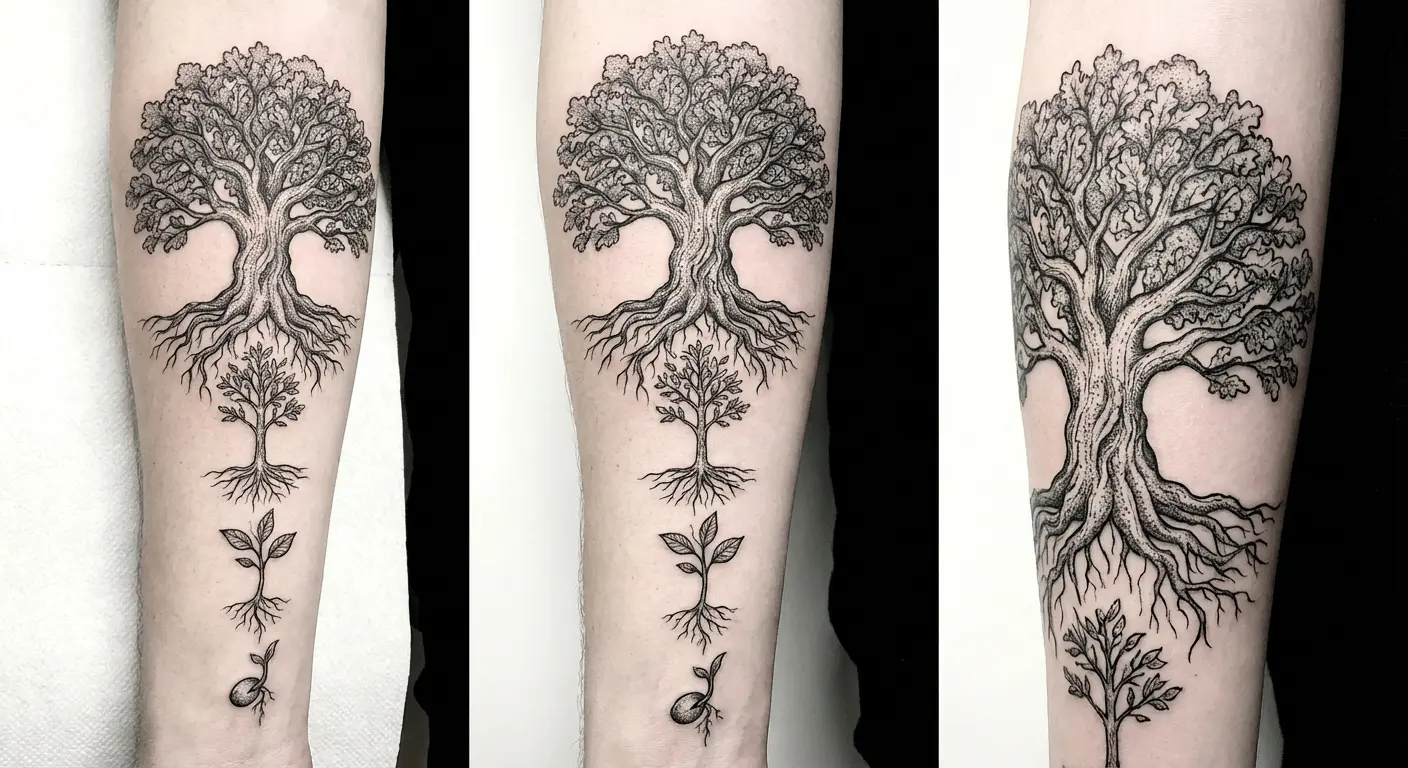 Seed to tree growth faith tattoo