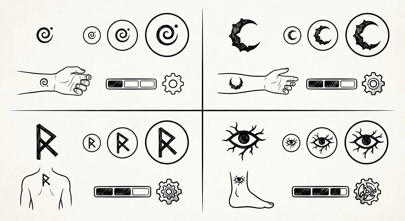 Minimalist curse mark tattoo variations