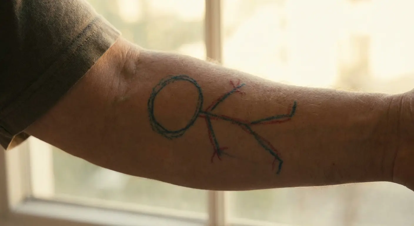 Child's drawing transformed into permanent tattoo