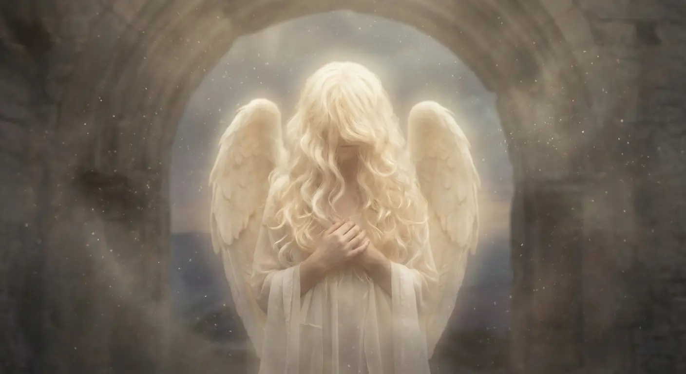 faceless angel with obscured features