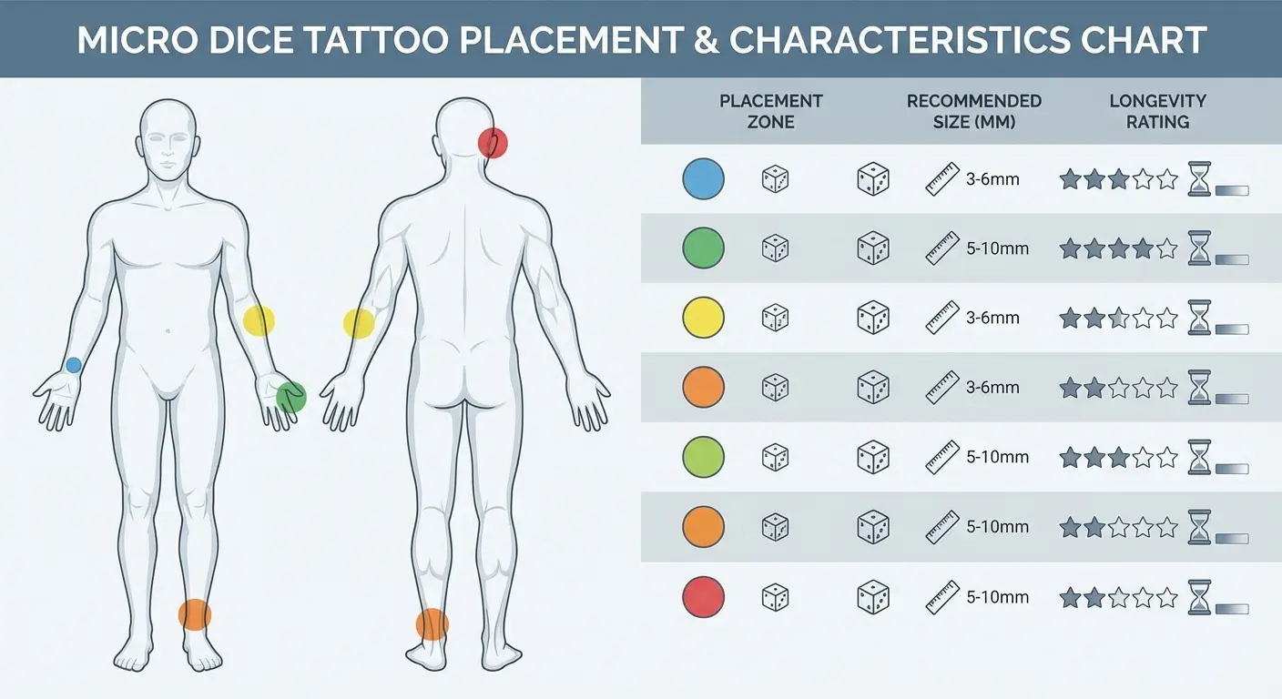 Small finger dice tattoo placement