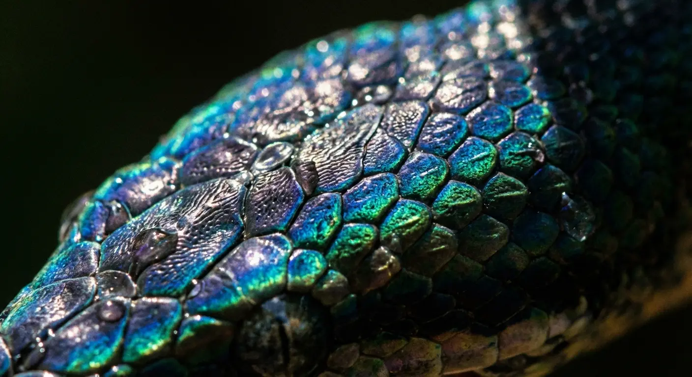 Iridescent ouroboros with colorful scale progression