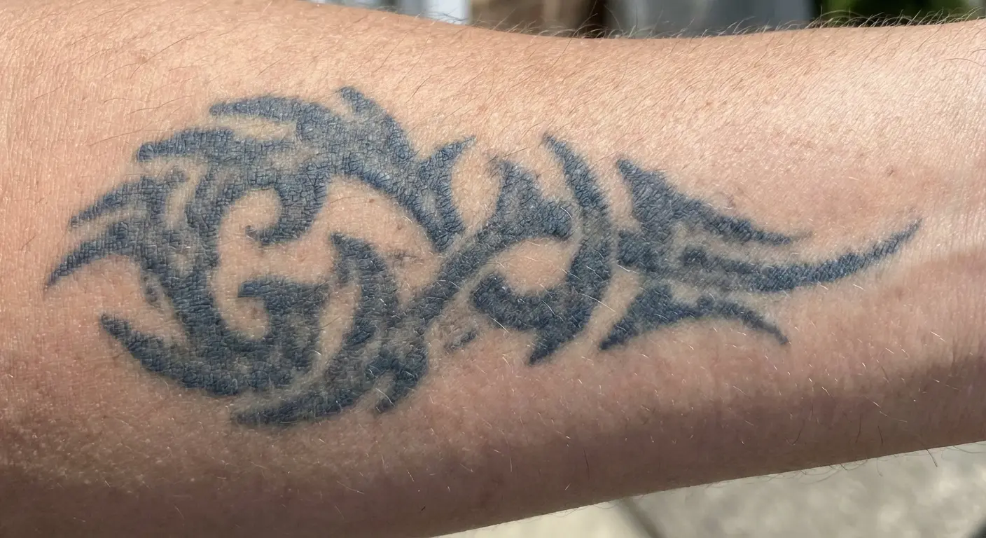 Blast over tattoo covering old ink with black