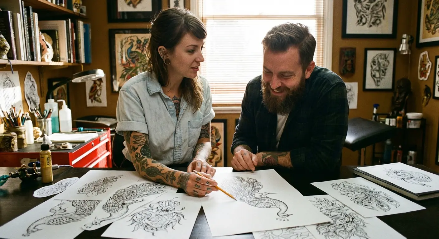 Peacock tattoo design consultation reference