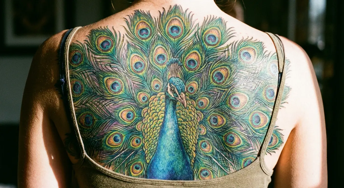 Full body peacock tattoo design