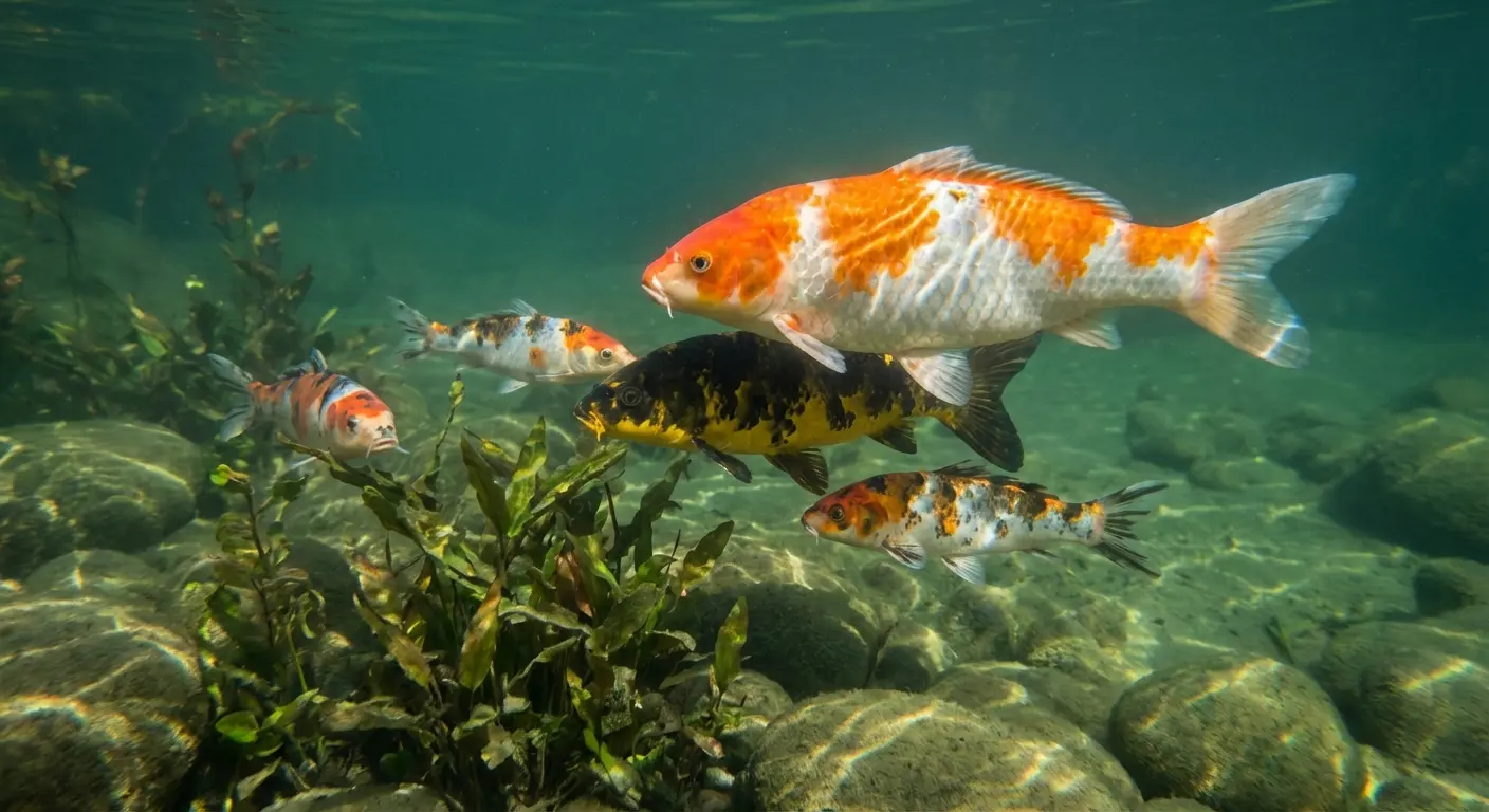 Multiple koi fish representing family and community