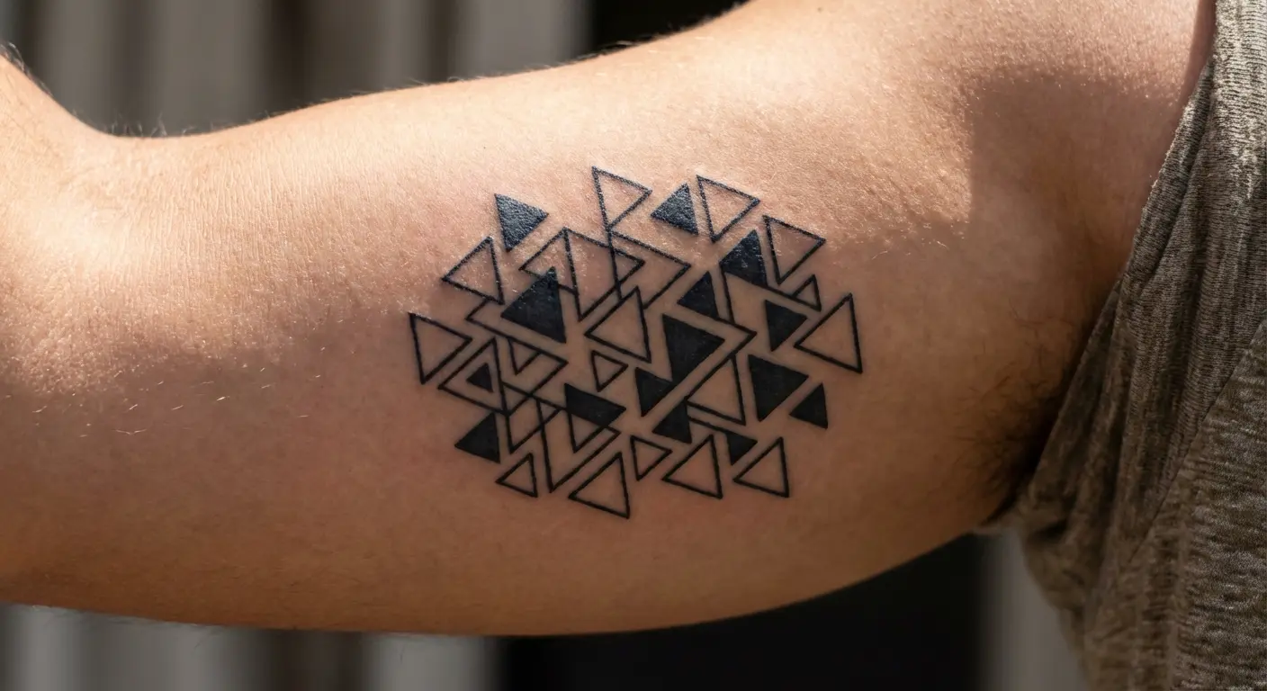 Geometric triangle cluster tattoo pattern
