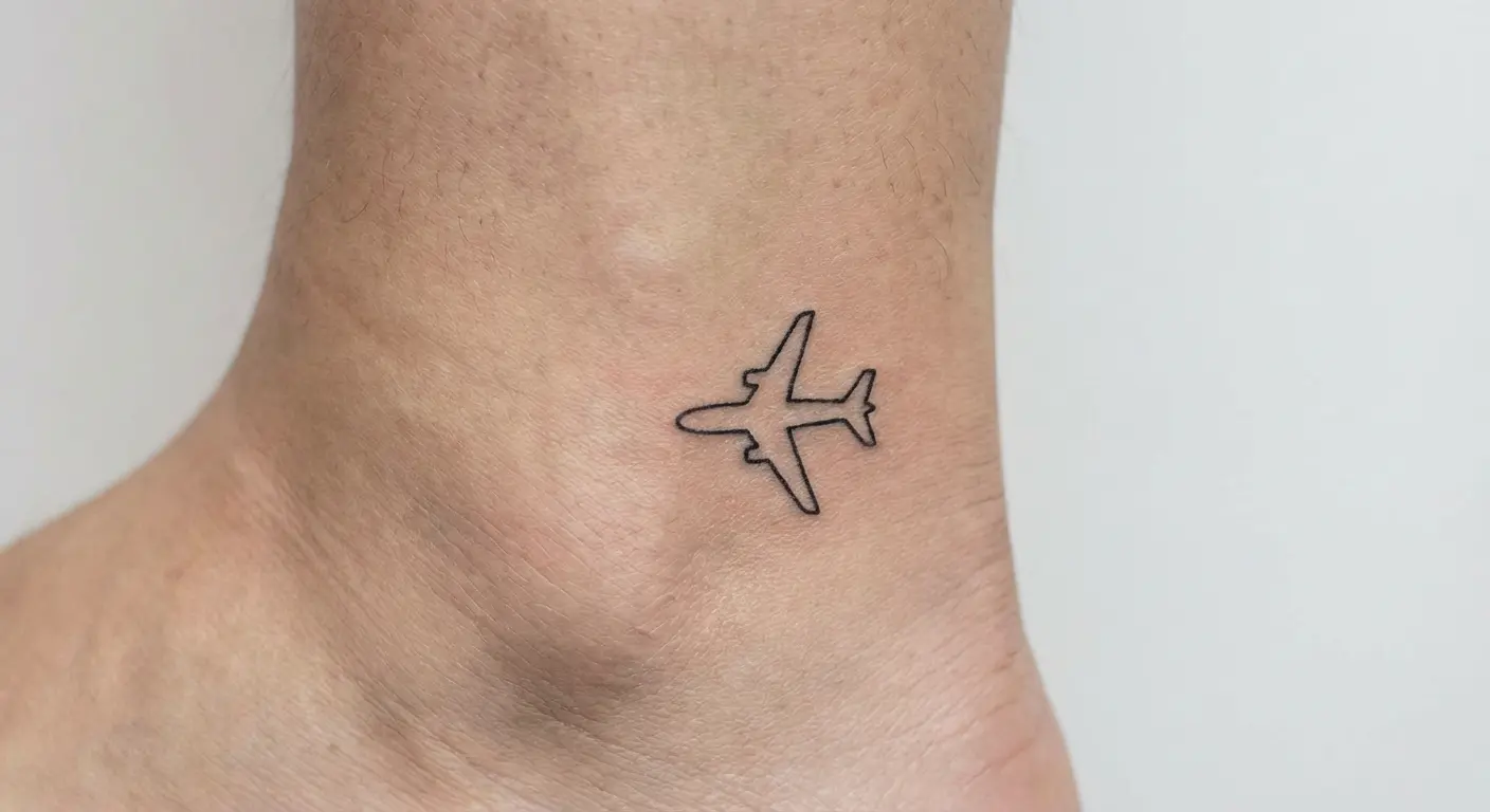 Tiny airplane silhouette tattoo