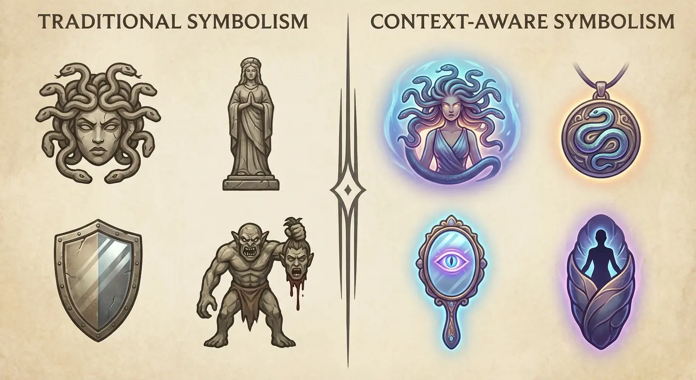 Traditional Medusa tattoo flash design