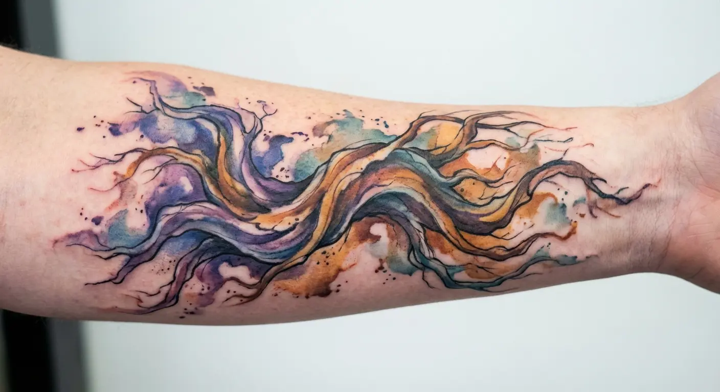 Watercolor root design with family names