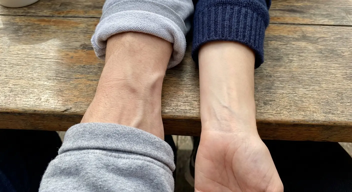 Mirrored star tattoos on both wrists