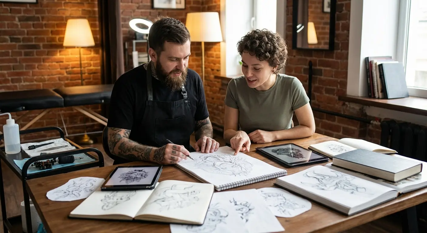 Custom Medusa tattoo consultation sketch