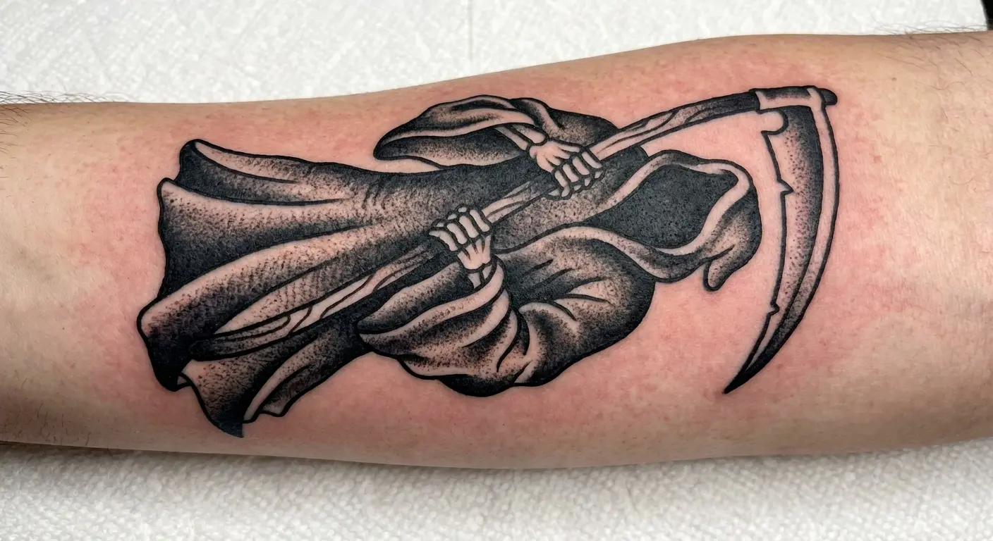 Traditional Grim Reaper tattoo design