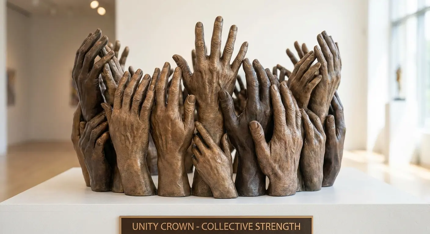 Crown formed by interlocking hands tattoo