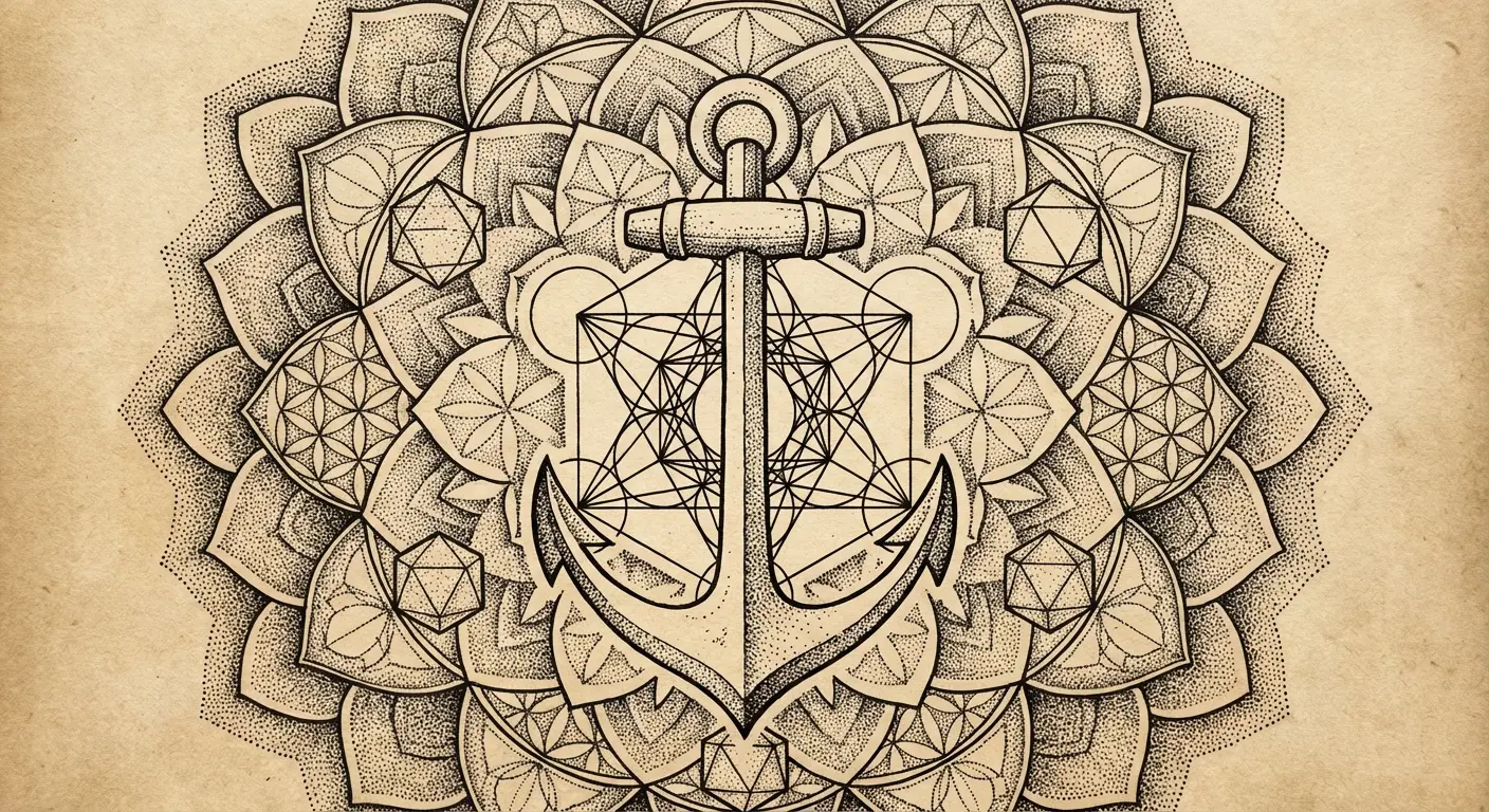 Geometric anchor mandala with symmetrical patterns