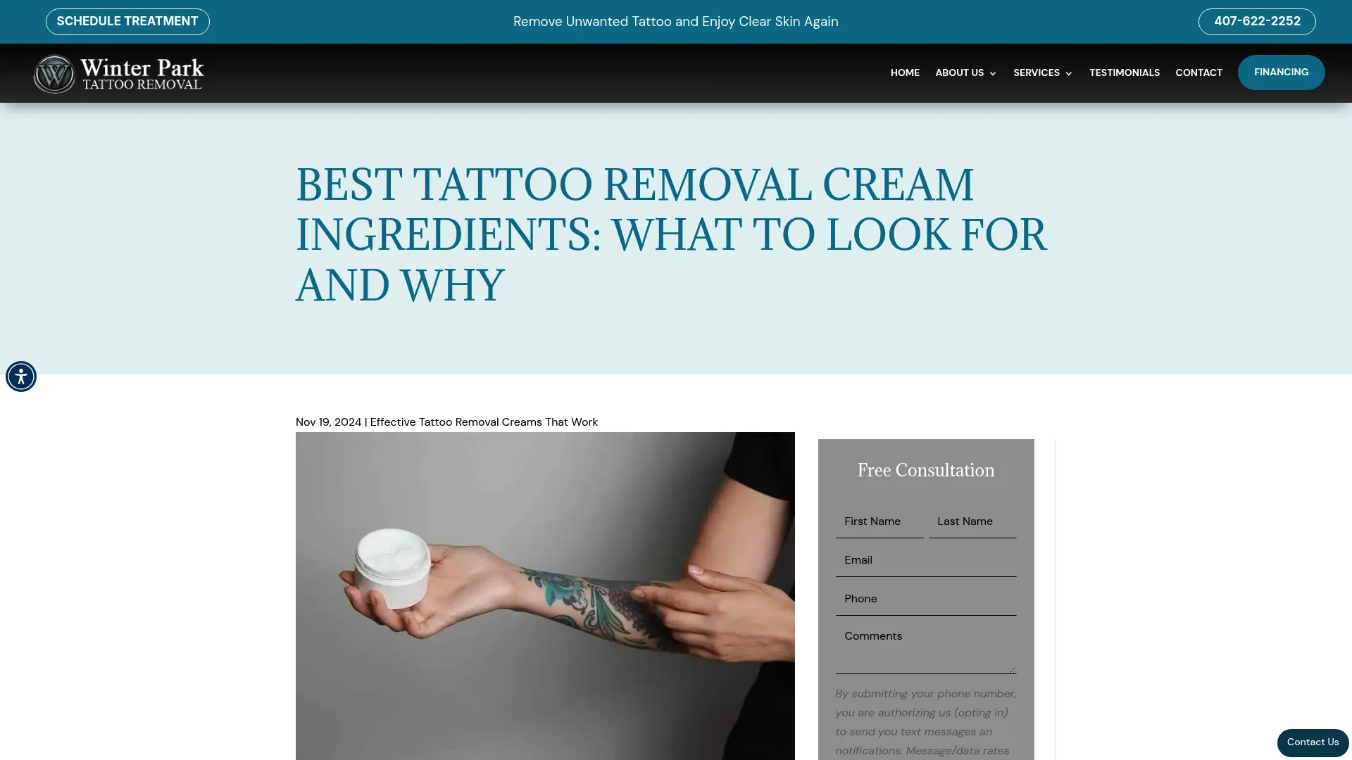 TCA-Based Tattoo Fade Cream application