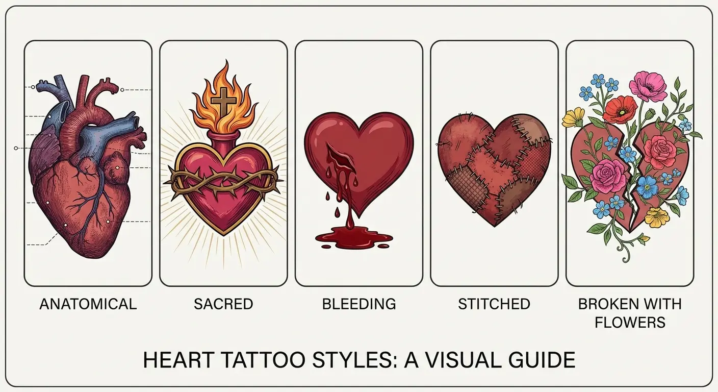 Heart tattoo story designs collection
