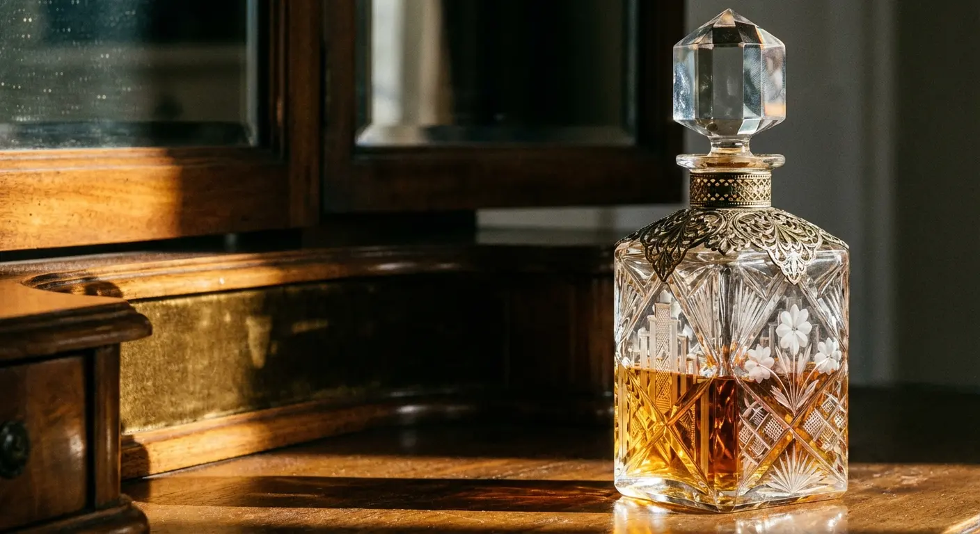 Vintage perfume bottle fine line tattoo