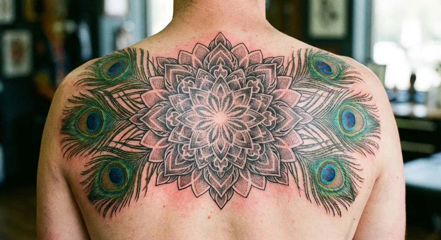 Mandala peacock tattoo design