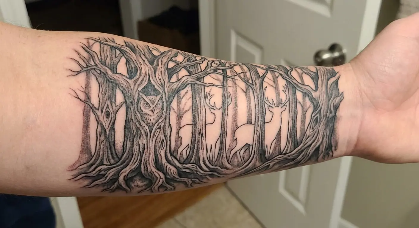 Hidden wildlife forest scene