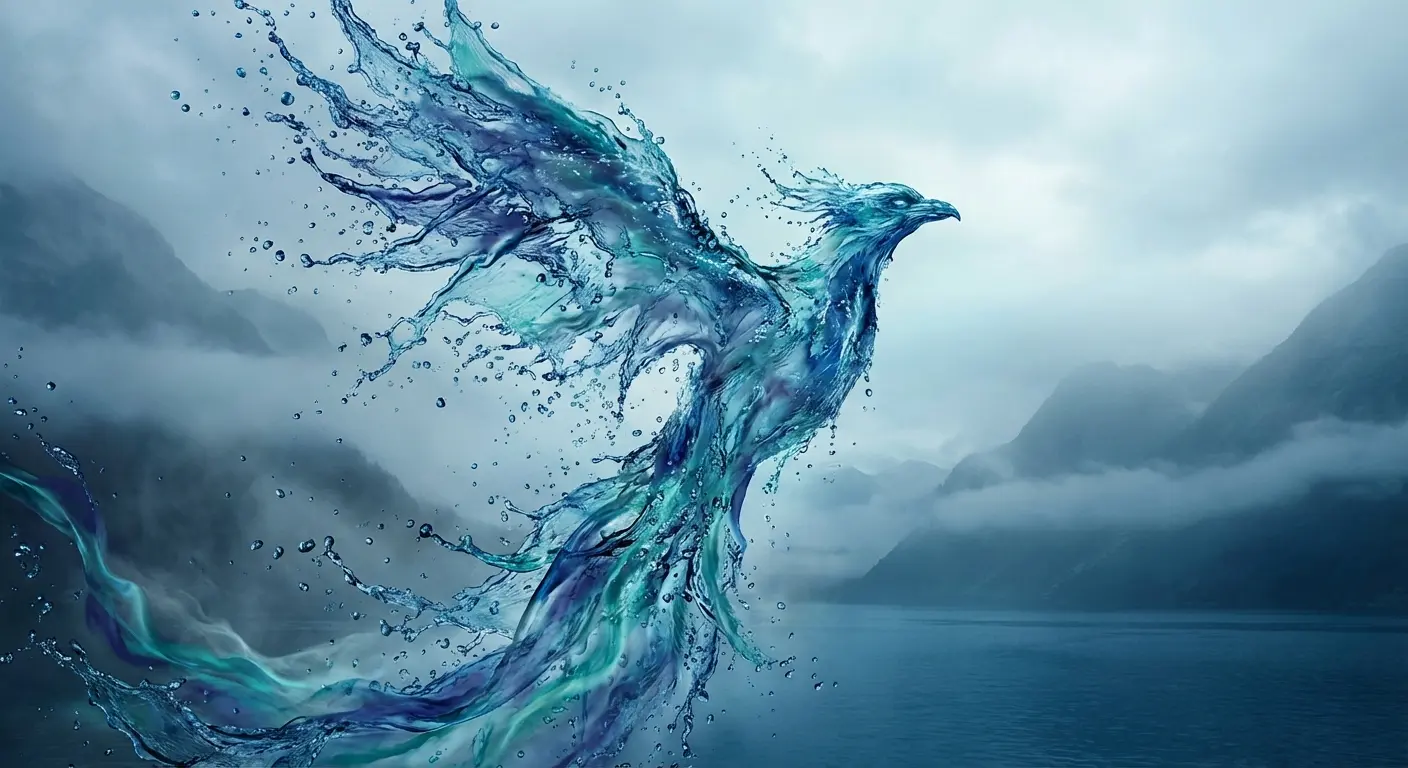 Colorful phoenix tattoo with blue tones