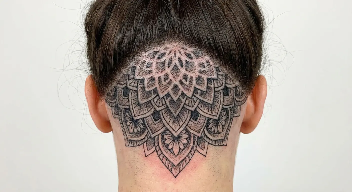 Mandala undercut hair tattoo design