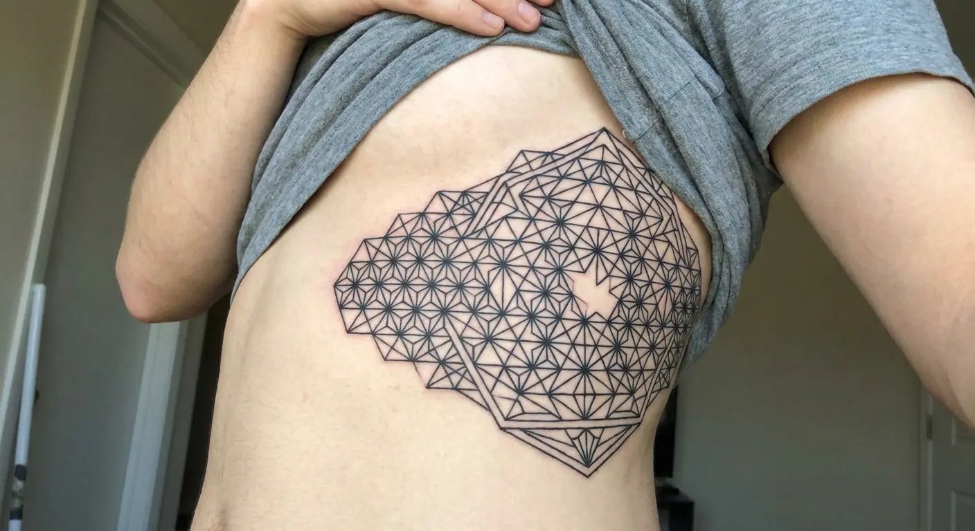 Polygon pattern on ribs that expands when breathing