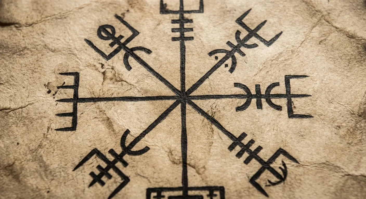 Vegvísir compass tattoo on shoulder blade