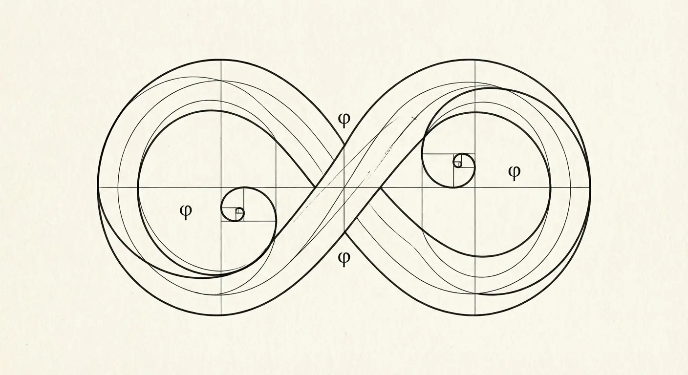 Infinity fibonacci symbol tattoo design