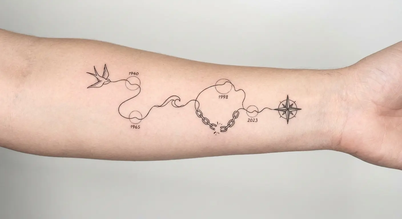 Example of immigration route tattoo design