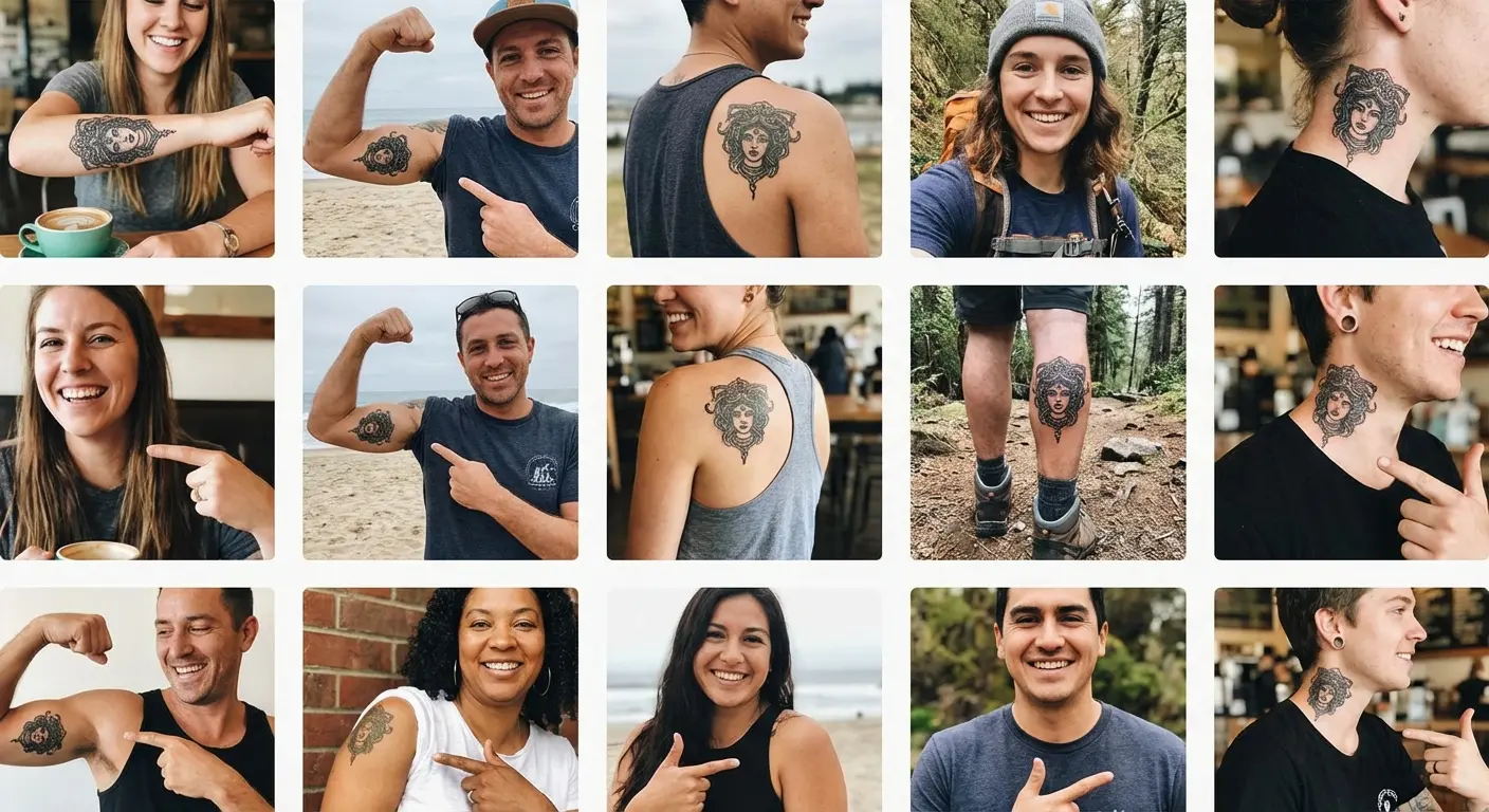 Modern Medusa survivor tattoo design