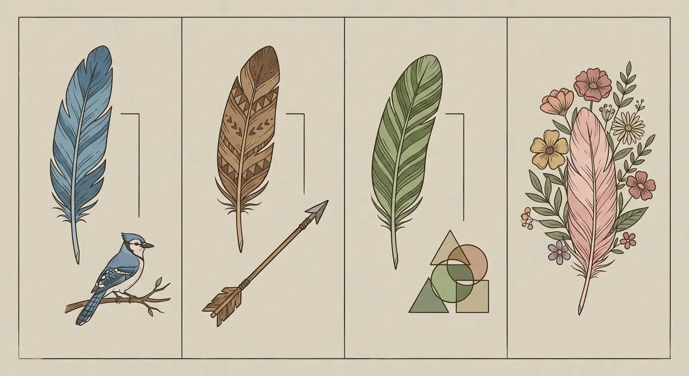 Feather and arrow combination tattoo design