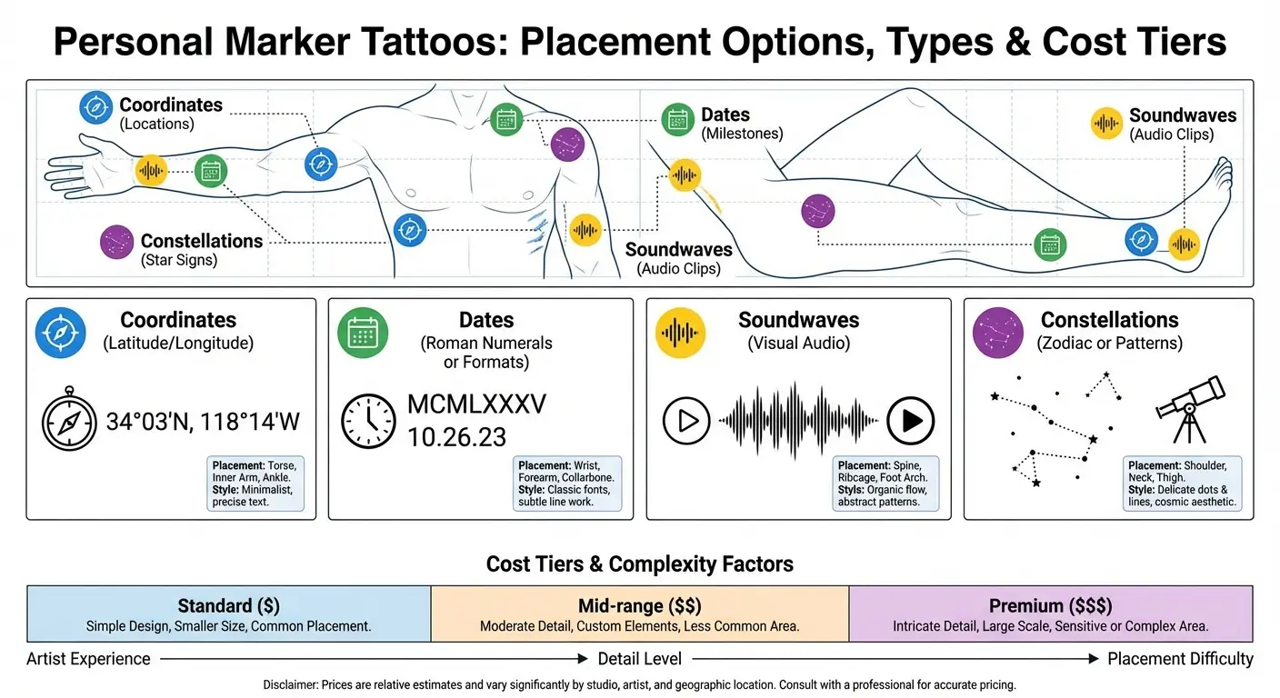 Personal marker coordinate tattoo design