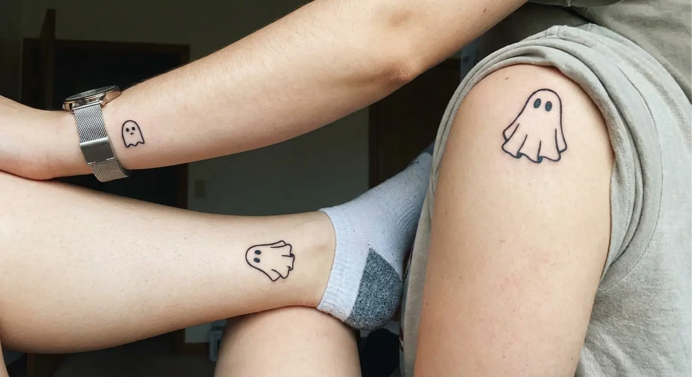 Tiny floating sheet ghost tattoo