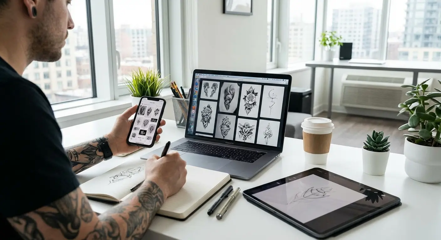Digital tattoo design visualization tool interface
