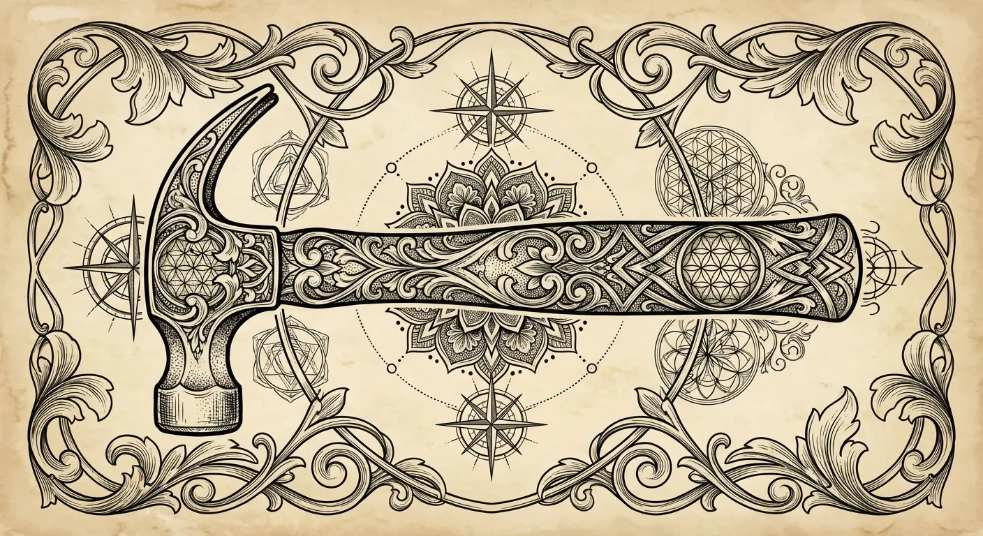 Professional tool tattoo rendered as sacred object