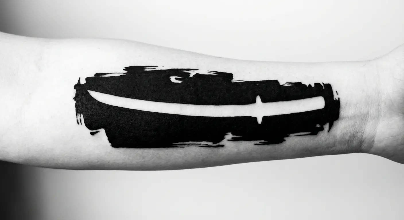 Negative space katana tattoo design