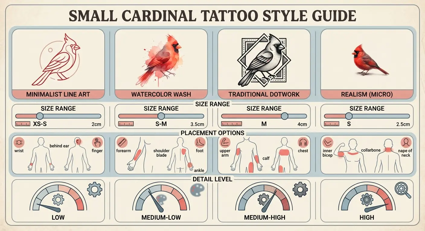 Micro-realism cardinal portrait tattoo