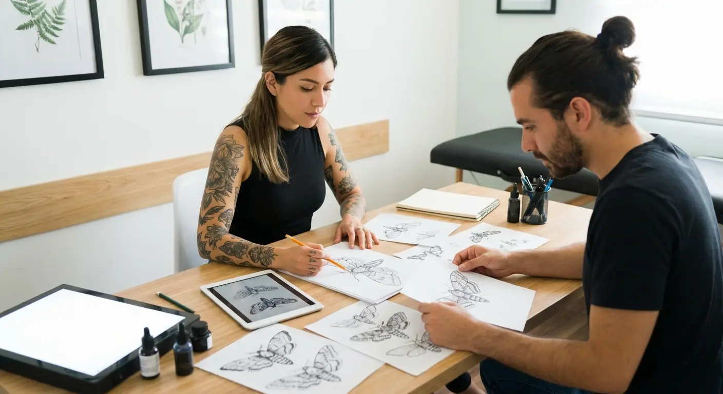 Death moth tattoo design planning