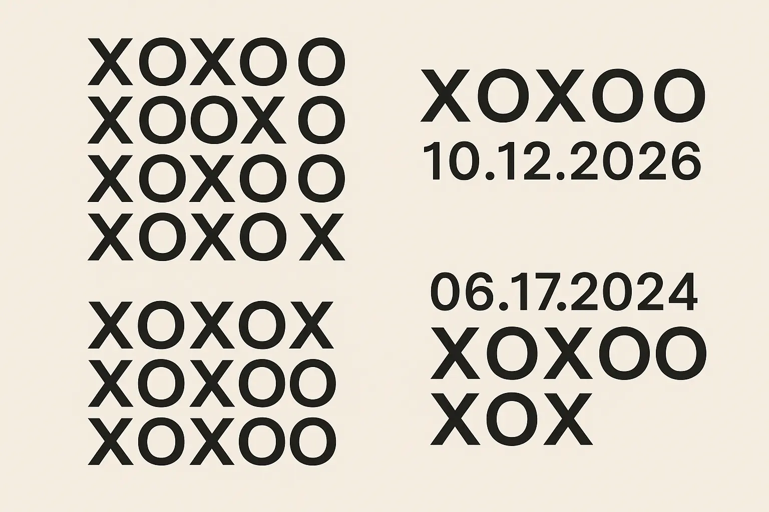 Extended and custom XO tattoo design concepts